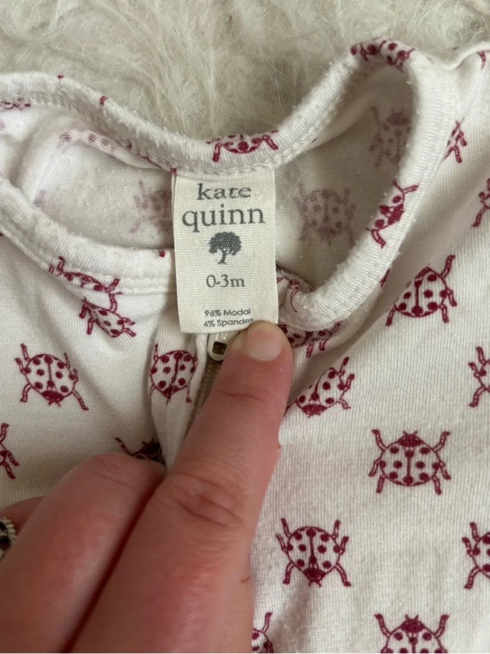 Kate Quinn Baby Bamboo Ladybug Zip Footie Pajamas